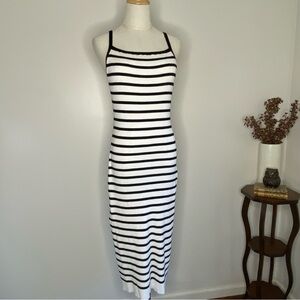 Striped midi dress with spaghetti straps